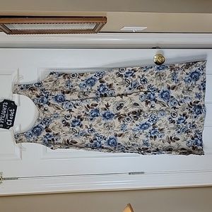 Tabloid 18W Sleeveless Floral Dress Brown Tan Blue